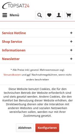 Vorschau der mobilen Webseite topsat24.de, Topsat24