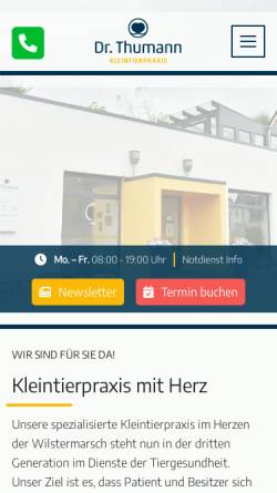 Vorschau der mobilen Webseite www.tierarzt-thumann.de, Kleintierpraxis Thumann