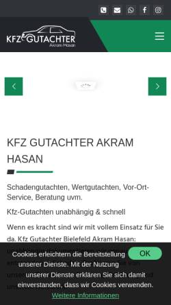 Vorschau der mobilen Webseite kfzgutachter-akram.de, Kfz Sachverständiger Akram Hasan