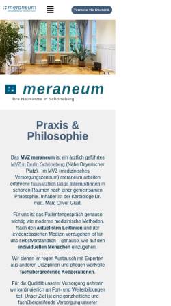 Vorschau der mobilen Webseite www.meraneum.de, meraneum - comprehensive medical care (MVZ)