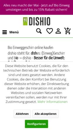 Vorschau der mobilen Webseite einweggeschirr-bio.de, dishio