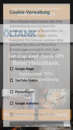 Vorschau der mobilen Webseite www.oeltank24.com, Öltank24 - Wolfgang Schlösser UG