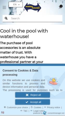 Vorschau der mobilen Webseite waterhouse.online, Waterhouse