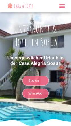 Vorschau der mobilen Webseite sosua-hotel.de, Hotel Casa Alegria
