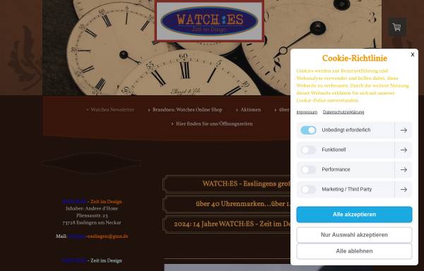 Vorschau von www.watches-esslingen.de, Watches - Zeit im Design