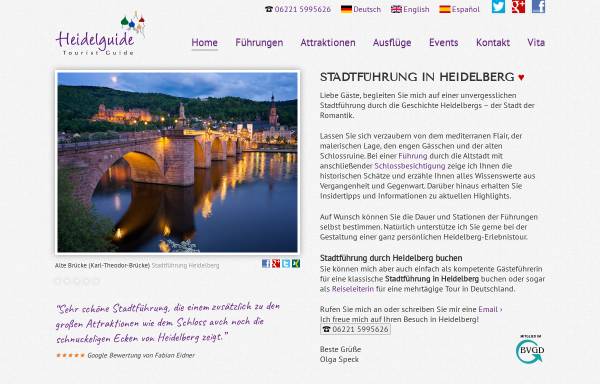 Vorschau von www.heidelguide.com, Heidelberg Tourist Guide