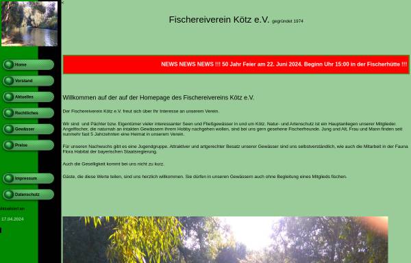 Vorschau von www.fischereiverein-koetz.de, Fischereiverein Kötz