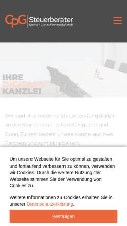 Vorschau der mobilen Webseite www.cpg-steuern.de, CPG - Steuerberater Gebing + Gronau Partnerschaft mbB