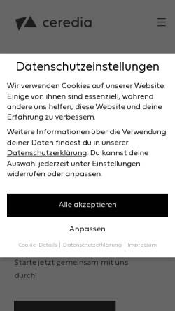 Vorschau der mobilen Webseite ceredia.com, ceredia GmbH