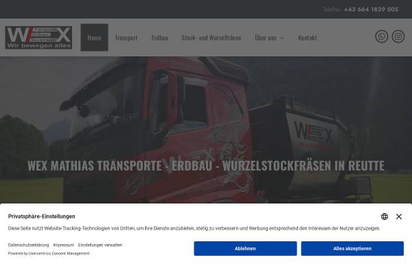 Wex Mathias Transporte, Erdbau & Wurzelstockfräsen
