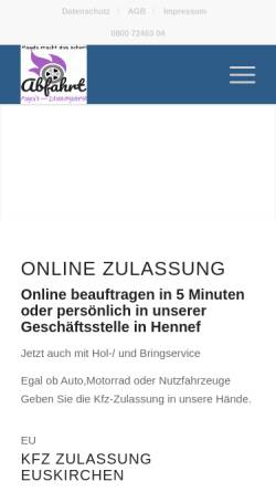Vorschau der mobilen Webseite www.magdas-zulassungsdienst.de, Abfahrt - Magdas Zulassungsdenst