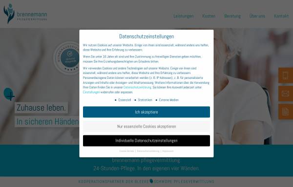 Vorschau von www.brennemann-pflegevermittlung.de, Brennemann Pflegevermittlung