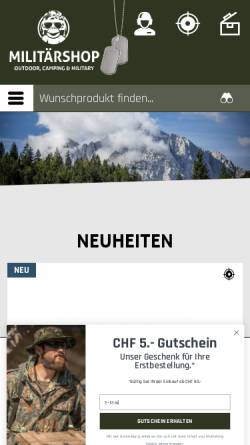 Vorschau der mobilen Webseite www.militaershop.ch, Militärshop