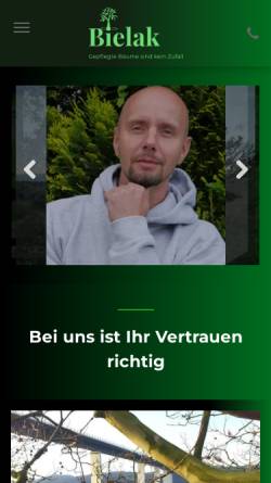 Vorschau der mobilen Webseite www.bielak-baumpflege.de, Bielak Baumpflege
