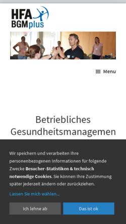 Vorschau der mobilen Webseite www.hfa-bgm.de, HFA BGMplus Hübel & Benzin GbR