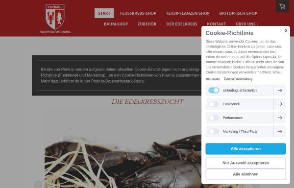 Vorschau von www.fluss-krebse.de, Flusskrebszucht Frömel