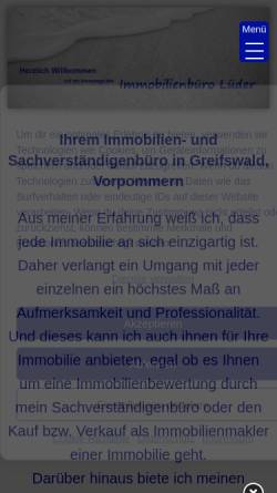 Vorschau der mobilen Webseite immobilienbuero-lueder.de, Immobilienbüro Lüder