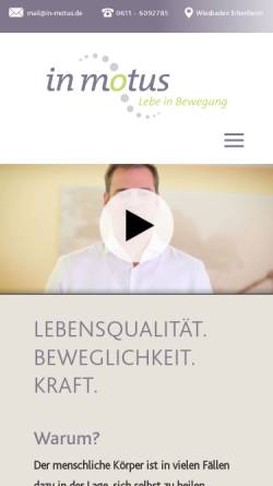 Vorschau der mobilen Webseite in-motus.de, in-motus Physiotherapie