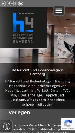 Vorschau der mobilen Webseite h4-parkett.de, H4 Parkett und Bodenbeläge Bamberg