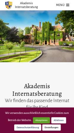 Vorschau der mobilen Webseite akademis-internatsberatung.de, Akademis Internatsberatung