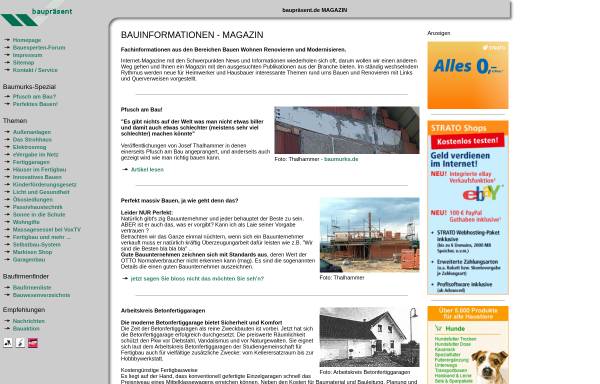 Vorschau von www.baupraesent.de, Bauinformationen Magazin