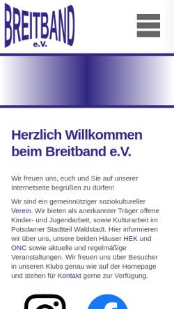 Vorschau der mobilen Webseite www.breitband-ev.de, Breitband e.V.