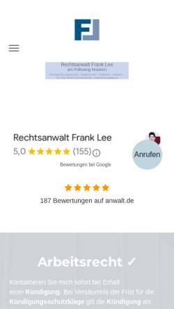 Vorschau der mobilen Webseite www.rechtsanwaltlee.de, Rechtsanwalt Frank Lee