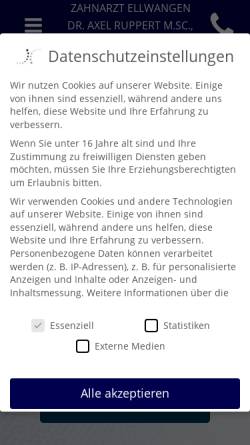 Vorschau der mobilen Webseite www.zahnarzt-in-ellwangen.de, Zahnarzt Dr. Axel Ruppert