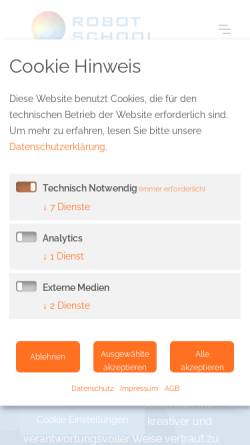 Vorschau der mobilen Webseite www.robot-school.de, Robot School GmbH