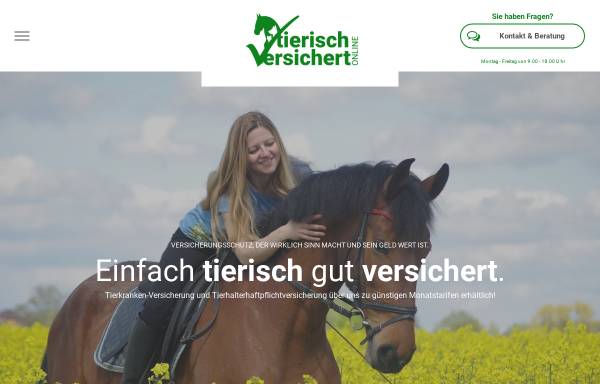 Vorschau von www.tierisch-versichert.online, tierisch-versichert.online - proVida Assekuranz GmbH