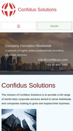 Vorschau der mobilen Webseite www.confiduss.com, Confidus Solutions