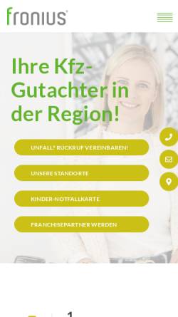 Vorschau der mobilen Webseite www.gutachter-fronius.de, KFZ-Sachverständigenbüro Fronius