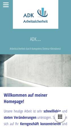 Vorschau der mobilen Webseite www.arbeitssicherheitdk.de, ADK Arbeitssicherheit