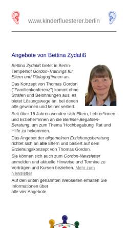 Vorschau der mobilen Webseite www.kinderfluesterer.berlin, Kinderflüsterin Bettina Zydatiß