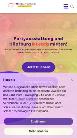 Vorschau der mobilen Webseite partyverleih-leipzig.de, Partyverleih Leipzig