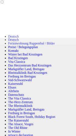 Vorschau der mobilen Webseite www.ferienwohnung-badkrozingen.de, Ferienwohnung Ruppenthal