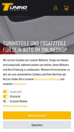 Vorschau der mobilen Webseite www.tuning-fanatics.de, Simply NetTrade GmbH