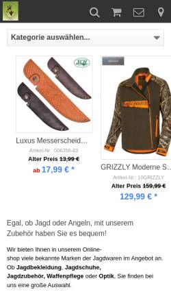 Vorschau der mobilen Webseite www.jagdrevier-shop.de, Jagdrevier-shop