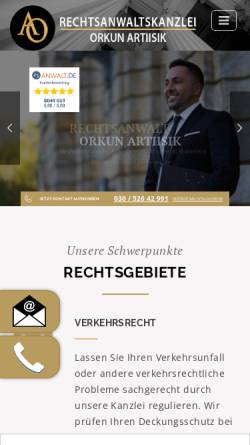 Vorschau der mobilen Webseite www.anwalt-artiisik.de, Rechtsanwalt Kanzlei Artiisik