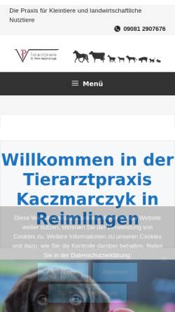 Vorschau der mobilen Webseite www.tierarztpraxis-reimlingen.de, Dr. Anke Kaczmarczyk