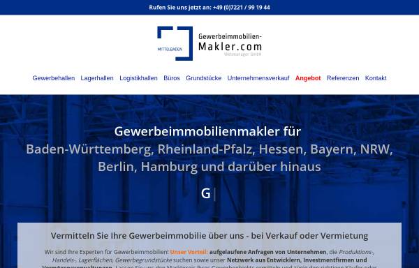 Vorschau von gewerbeimmobilien-makler.com, Gewerbeimmobilien-Makler - Webmanager GmbH