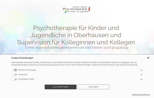 Vorschau von www.therapie-muennich.de, Barbara Münnich - Psychotherapie für Kinder, Jugendliche und junge Erwachsene in Oberhausen Königshardt