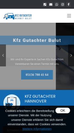 Vorschau der mobilen Webseite kfzgutachter-bulut.de, Kfz Gutachter Bulut