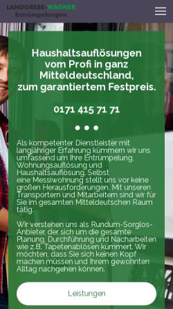 Vorschau der mobilen Webseite www.entruempelungen-landgrebe.de, Entrümpelungen Landgrebe-Wagner
