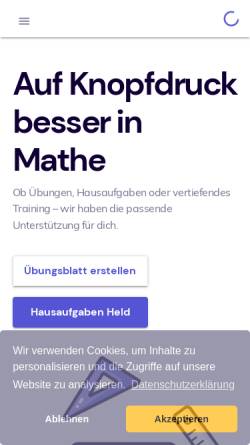 Vorschau der mobilen Webseite mathekoenig.com, Mathekönig