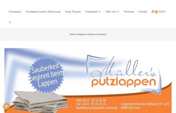 Vorschau von muellers-putzlappen.de, Müllers Putzlappen & Textilrecycling
