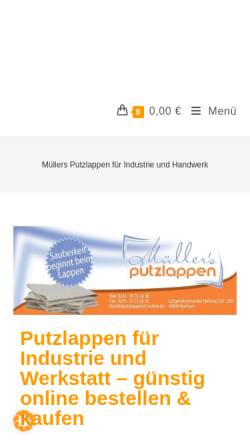 Vorschau der mobilen Webseite muellers-putzlappen.de, Müllers Putzlappen & Textilrecycling