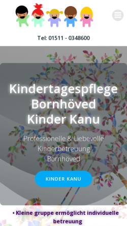 Vorschau der mobilen Webseite kinder-kanu.de, Kindertagespflege Kinder Kanu