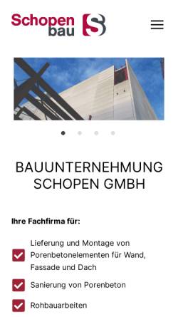 Vorschau der mobilen Webseite www.schopen-bau.de, Bauunternehmung Schopen GmbH