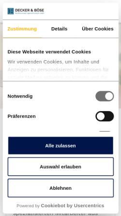 Vorschau der mobilen Webseite www.db-anwaelte.de, Decker & Böse Rechtsanwaltsgesellschaft mbH